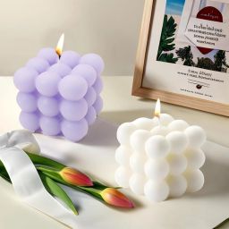 Lavender & Jasmine Scented Bubble Candle Soy Wax Aromatherapy Cube Shaped Candle Candle-10