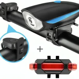 Bicycle Combo Of Front Cycle Light and Horn with Red Rear light LED Front Rear Light Combo-13