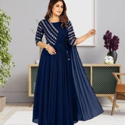 Embroidered Georgette Stitched Anarkali Gown-image-5