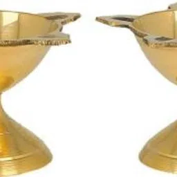 Brass Panchmukhi Diya Brass (Pack of 2) Table Diya Set-picture-1