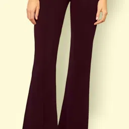 Women Regular Fit Maroon Lycra Blend Trousers-image-38
