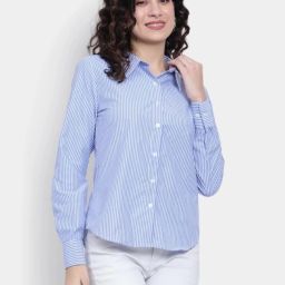 Women Regular Fit Striped Spread Collar Casual Shirt-image-48