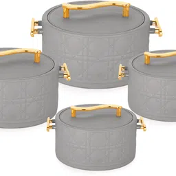 nabhya Double Wall PU Insulated Hot Pot Inner Steel & Outer Plastic With Lid | Premium Pack of 4 Serve Casserole-picture-25