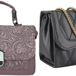 Purple, Black Women Sling Bag Women Embossed Textured Flap Sling Bag with Adjustable Strap-13