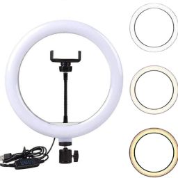 Krittoe 10 inch Selfie LED Ring Light Ring Flash (White&Black) Ring Flash-picture-45