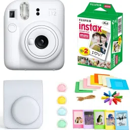 FUJIFILM Instax mini 12 Clay White Instant Camera+10x2 Film+Bunting+Plastic Frames+Case+Filters Set Instant Camera-image-91