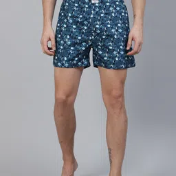 East Ink Men Teal Blue & White Digital Quirky Print Pure Cotton Boxers EIBXCO032-picture-16