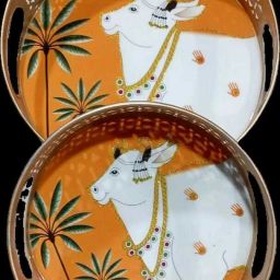Round Tray Set of 2 Cow Pichai Tray Tray-picture-27