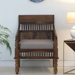 mudramark from pepperfry Aramika Sheesham Wood 1 Seater Sofa In Provincial Teak Finish-picture-15