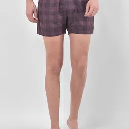 SI2 SLIP IN 2 Men Maroon Checked  Pure Cotton Boxers-93