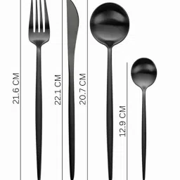 keshuenterprise 24 Piece Premium Stainless Steel Cutlery Set (black) Stainless Steel Cutlery Set image 2