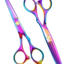 Stainless Steel Hair Cutting Thinning Scissor Shears Salon & Home Use (Rainbow) Scissors-image-7