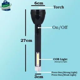 mhax 2Mode PowerFull Led Rechargeable Long Range Torch Up_to1 Km With BackLight 6 hrs Torch image 5