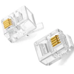 Fedus Pack 25 Telephone Plug 4 Pin RJ11 6P4C Modular Plug Telephone Phone Connector Crystal Head Plug Network Connector (6/2, Telephone Cord Connector Adapter Crimp) Four-core Cable RJ 11 Plug Lan Adapter-13