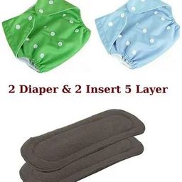 Washable Reusable Cloth Diapers with 2 Adjustable Nappies & 2 Inserts 5 Layer-image-42