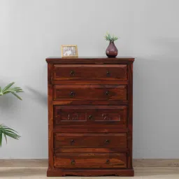 mudramark from pepperfry Airavana Sheesham Wood Chest Of Drawers in Scratch Resistant Honey Oak Finish-picture-2