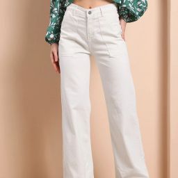 Women Loose Fit Mid Rise White Jeans-image-23