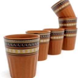 Pack of 6 Ceramic THE INDIA STYLE Ceramic kulhad Set Cups Handmade kullad Tea Set | kulhad chai Cups | Hand Painted kulhad Coffee/Tea Mug (Print Tamler Kullahar, Pack of 6)-image-67
