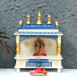 d'dass Blue Sheesham Wood & MDF Floor Rested Mandir Without Door-picture-48