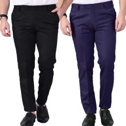 Pack of 2 Men Regular Fit Multicolor Viscose Rayon Trousers-image-45