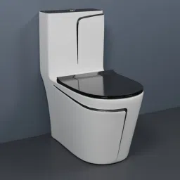 lurexa C01 Premium Quality White commode with Black Finishing Line and Round Flush Button Western Commode image 2