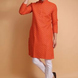 Men Cotton Blend Kurta Pyjama Set-image-60