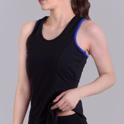 Keepfit Round Neck swimsuit frock style top with boy shorts Black Solid Women Swim-dress Black Swimsuit-image-21