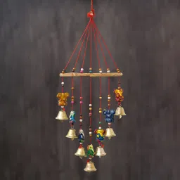 Handcrafted Ganesha Bells Windchime Decorative Hangings Wall Art For Main Door/Living Room Home Decor Wood Windchime-image-93