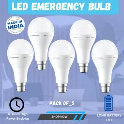 Rechargeable Emergency Bulb Inverter Bulb, 4Hr Battery Backup_Pack of 5 J104 4 hrs Bulb Emergency Light-image-50