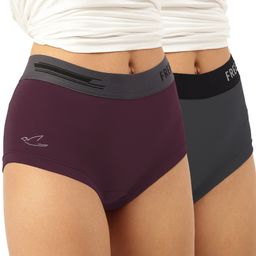 freecultr Pack of 2 Women Hipster Maroon, Grey Panty-picture-40