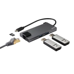 hama 5-in-1 USB Type C to USB Type C, RJ45, HDMI, Micro SD Multiport Hub (1 Gbps Data Transfer Rate, Anthracite) image 3