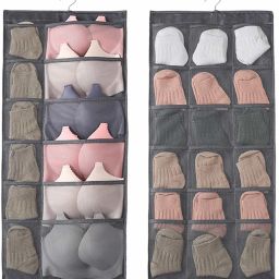 Fabric Double Sided 30 Pockets Clear Hanging Bag Socks Bra Underwear Rack Hanger Regular Organizer-18