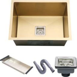 24"X18"X10" Inch Gold Single Bowl Stainless Steel Kitchen Sink With Accessories Vessel Sink-image-85