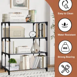 glowsilk Multi Utility Metal Book/Shoe/Cloth Foldable Rack With Cover For Anywhere Use Metal Open Book Shelf image 3