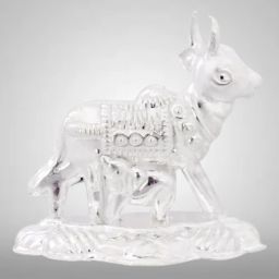 silver cow and calf idol for puja, kamdhenu cow for home and gifting purpose_I29 Decorative Showpiece - 4 cm-image-73