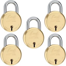 8 Levers 65mm Round Brass Body| Hardened Shackle|Double Locking (Pack 5) Padlock-23