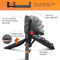 CHG Vlogging Kit for Video Making, Mic, Mini Tripod Stand, LED Light Monopod Kit image 3