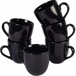 Pack of 6 Stoneware Black Coffee Mug Tea Cup Set, 130ml, Set of 6 Coffee Mugs/Tea Cups Great Gifting idea for him and her (Proudly Hand Made in India by Our Local artisans) Tea Cup with Handle,-image-50