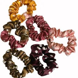 Fine Soft Satin Scrunchie (Set of 6) Multicolor Satin Ribbon-image-46