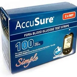 AccuSure Simple Glucometer Test Strips, Pack of 1 | 50 Glucometer Strips 100 Glucometer Strips image 3