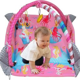 Baby Mat With 5 Hanging Toy Foldable&Durable Cotton Play Mat Baby Crawling Mat-image-5