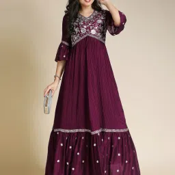 Embroidered Pure Silk Stitched Anarkali Gown-image-50