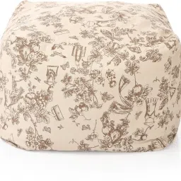 style homez Large Square Cotton Canvas Abstract Printed Ottoman Bean Bag Footstool With Bean Filling image 3