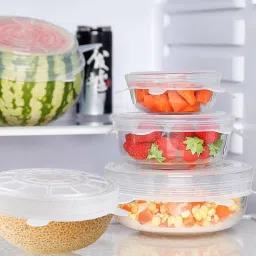 Microwave Safe, Reusable, Durable, Dishwasher Silicone Stretch Lids Flexible Bowl Covers for Bowl, Can, Jar, Glassware (Set of 6) 2.6 inch Lid-image-49