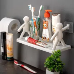 Self Adhesive Multipurpose Stand Holder Plastic Wall Shelf-16
