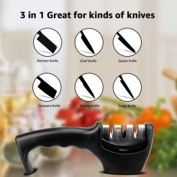 al atash Knife Sharpener Manual 3 Stage Knife Sharpener Tool (Pack of 1) Knife Sharpening Steel image 5