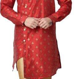 Royal Kurta GANESHPRINT-INDOWESTERN-KURTA-MAROON Printed Sherwani-image-2
