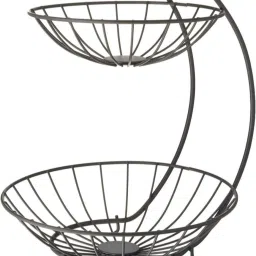2 Layer Portable Modern Stainless Steel Fruit & Vegetable Basket-image-46