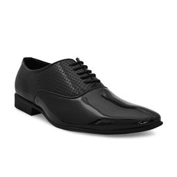 San Frissco Men Black Textured Formal Oxfords-image-45