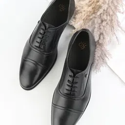 House of Pataudi Men Genuine Leather Lace-Up Formal Oxfords-image-53